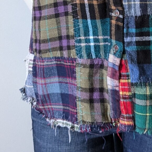 We The Free - "Lost in Plaid" Patchwork Crochet Sleeveless Shirt - Size S - Picture 4 of 9